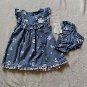 Calvin Klein Blue With White Flowers Dress